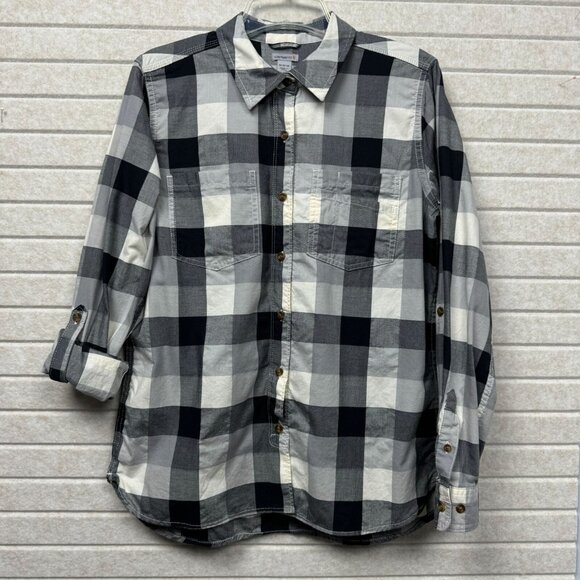 Carhartt Men’s Black Gray Buffalo Plaid Long Sleeve Button-Up Shirt M - Picture 2 of 12